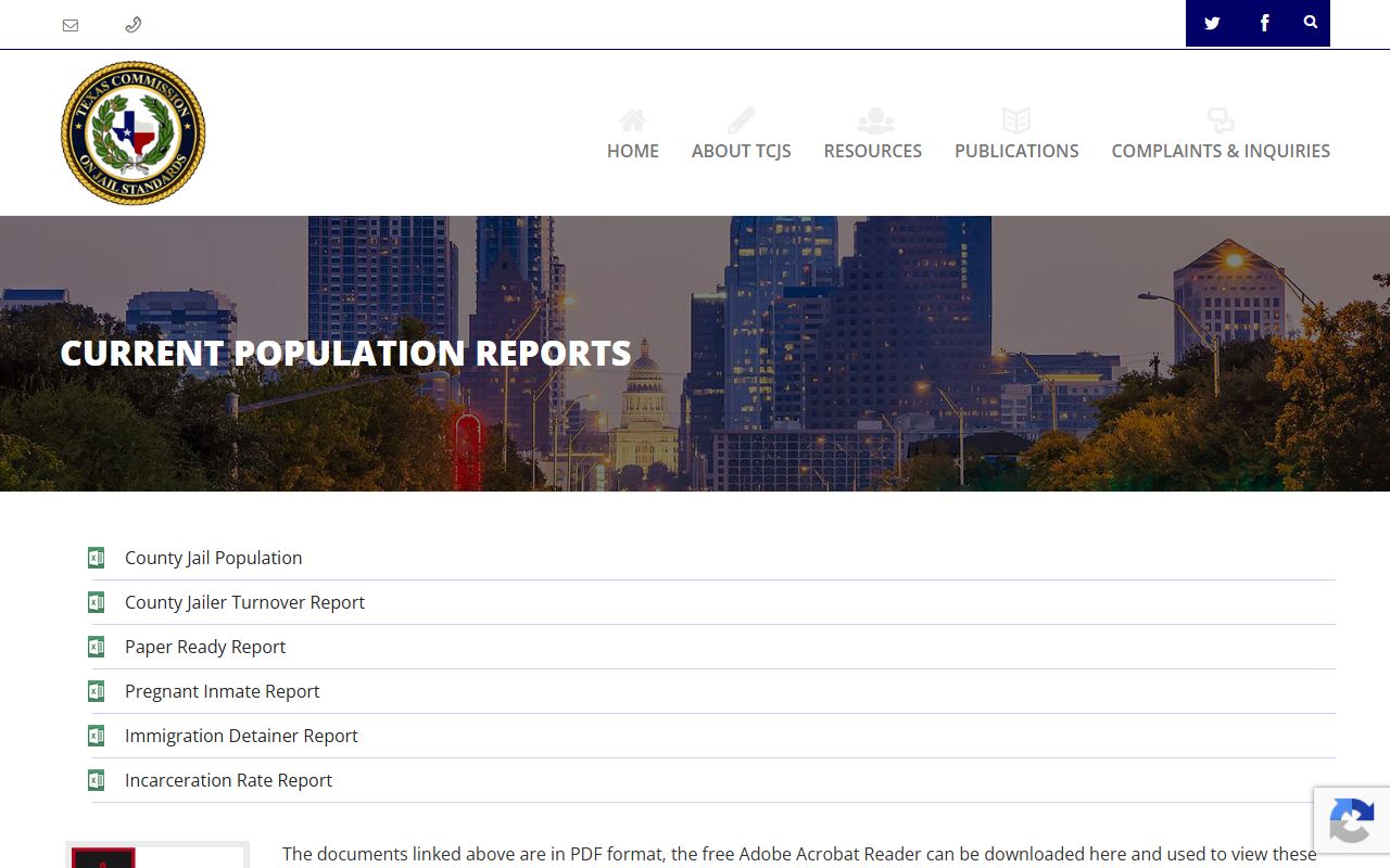 Robertson County inmate population TCJS county jail population report page